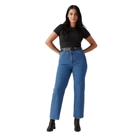 Levis Ribcage Straight Ankle jeans Medium Wash Womens Size 29 Stretch Button Fly - Picture 1 of 8
